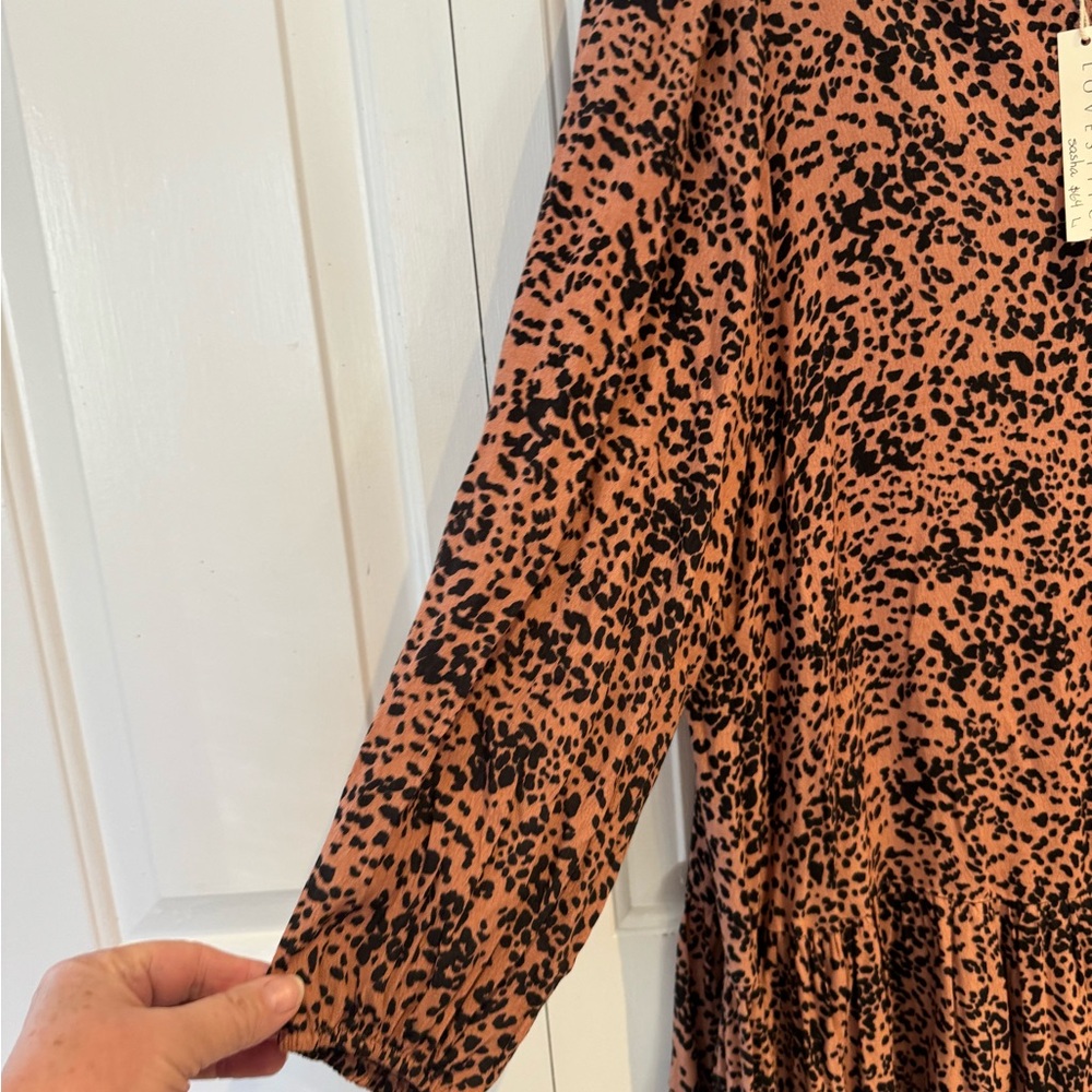 Lovestitch Brown and Orange Ruched Tiered Sundress - Picture 2 of 6